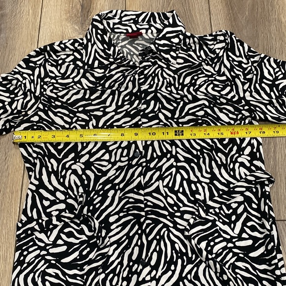 ▪️MERONA Black & White Geometric Animal Print 3/4 Sleeve Dress with Belt MEDIUM - Picture 6 of 13